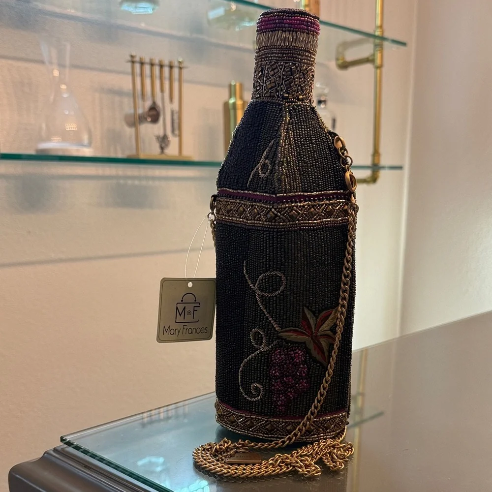 Mary Frances Black Beaded Bag with Gold Chain - Picture 6 of 8